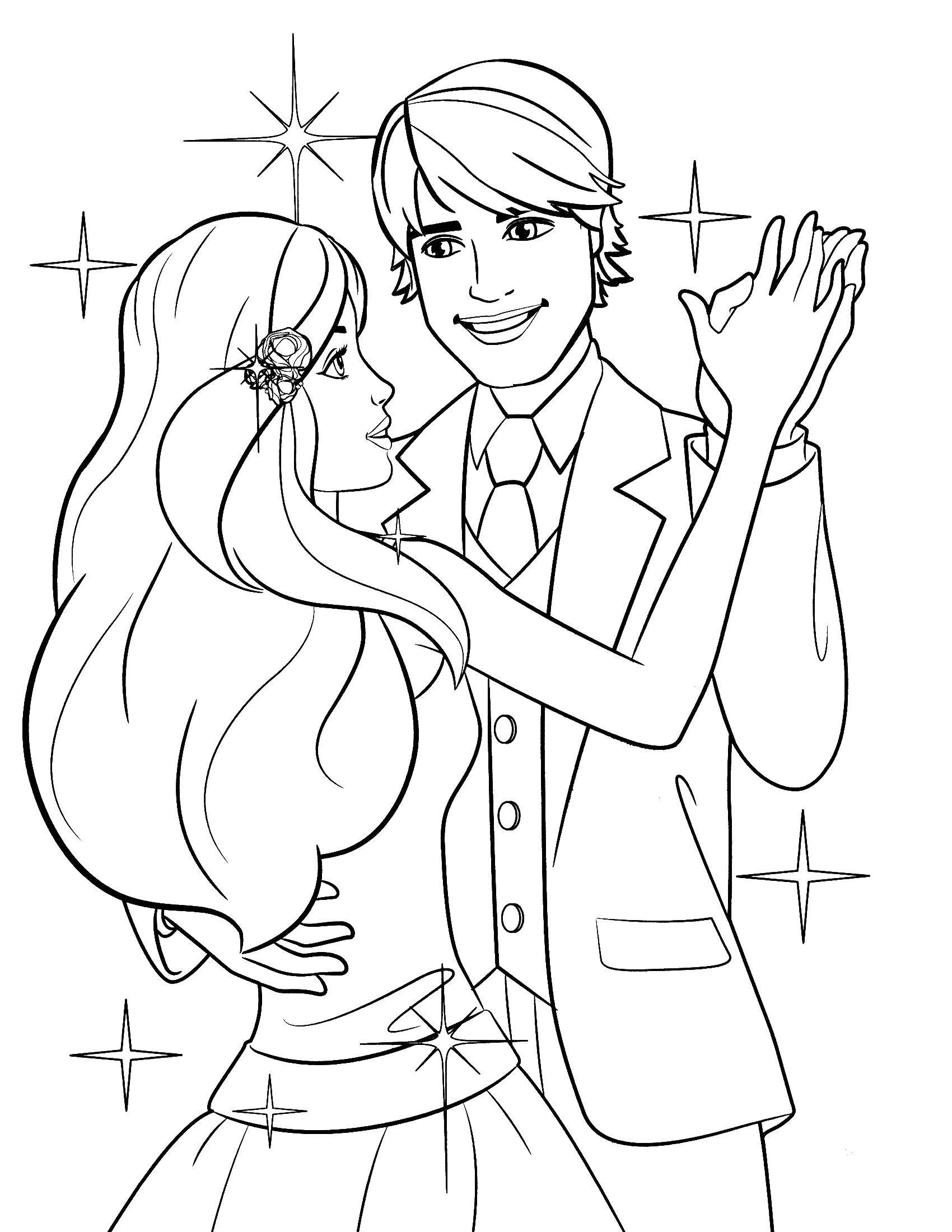 Online coloring pages coloring page barbie and ken dancing barbie download print coloring page