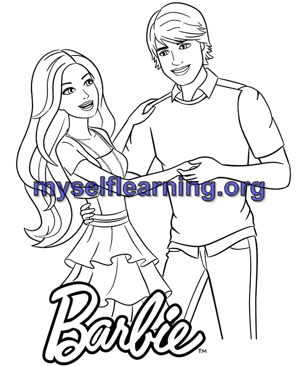 Barbie dolls coloring sheet instant download