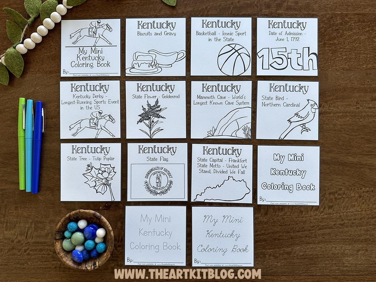 Mini kentucky coloring pages free printables â the art kit