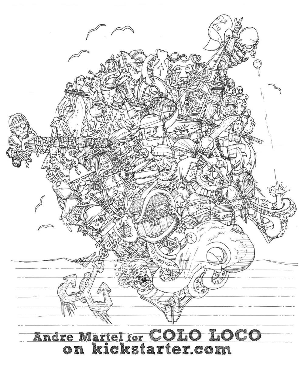 Doodle pirates free coloring page â adult coloring worldwide