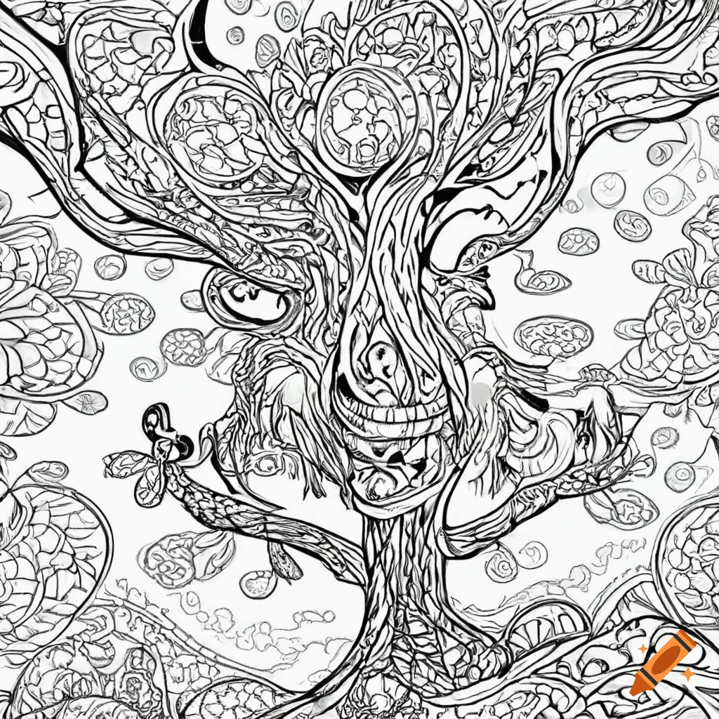 Coloring page of an owl in kerby rosanes style on