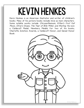 Kevin henkes coloring page library art bulletin board poster activity