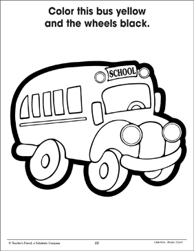 Bus and wheels using two colors printable coloring pages