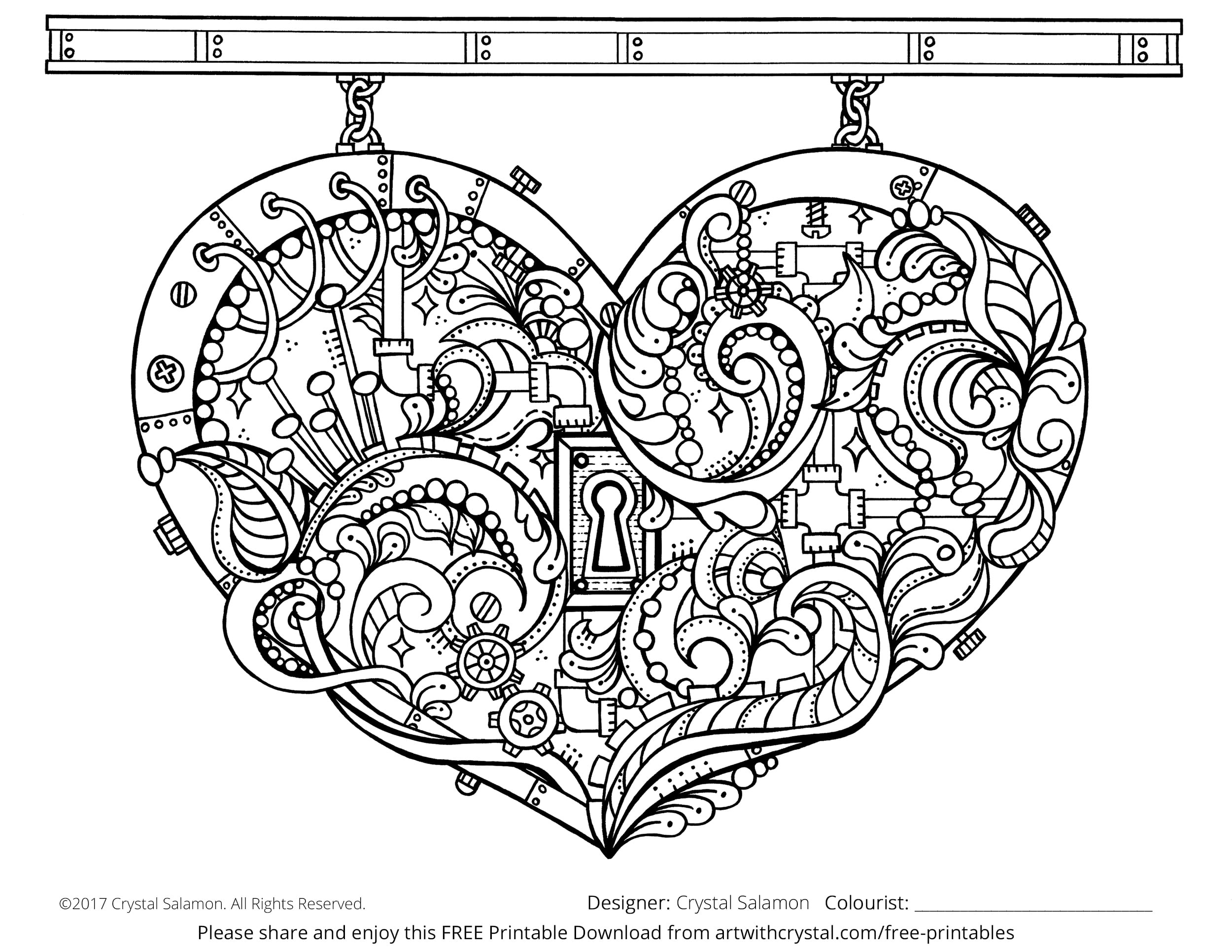 Key to my heart colouring page