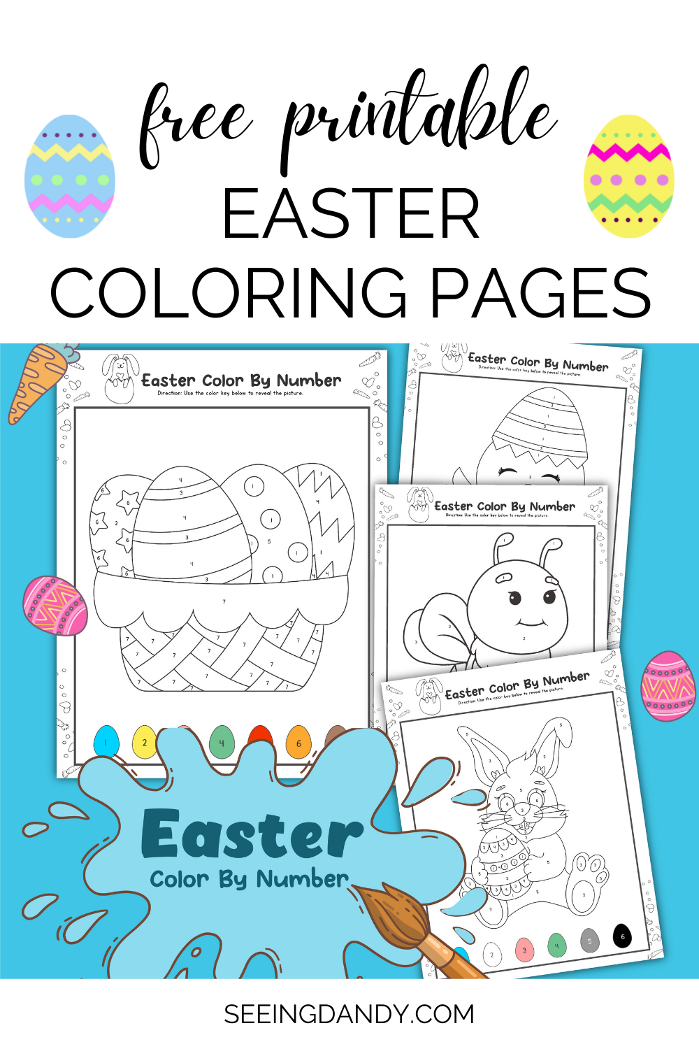 Free printable easter color by number coloring pages