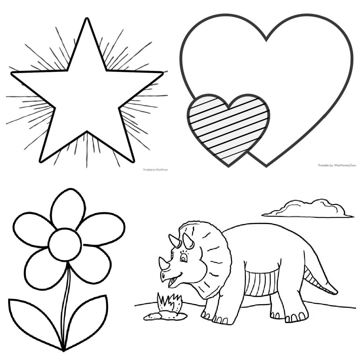 Easy coloring pages for kids cute designs