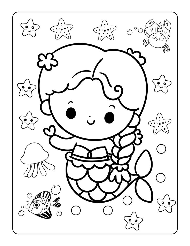 Printable mermaid coloring pages