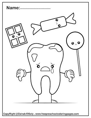 Free dental care cute kawaii coloring pages for kids dental care health and ushing chart for preâ free dental care dental health preschool crafts dental kids