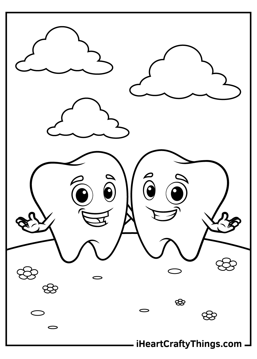 Tooth coloring pages free printables