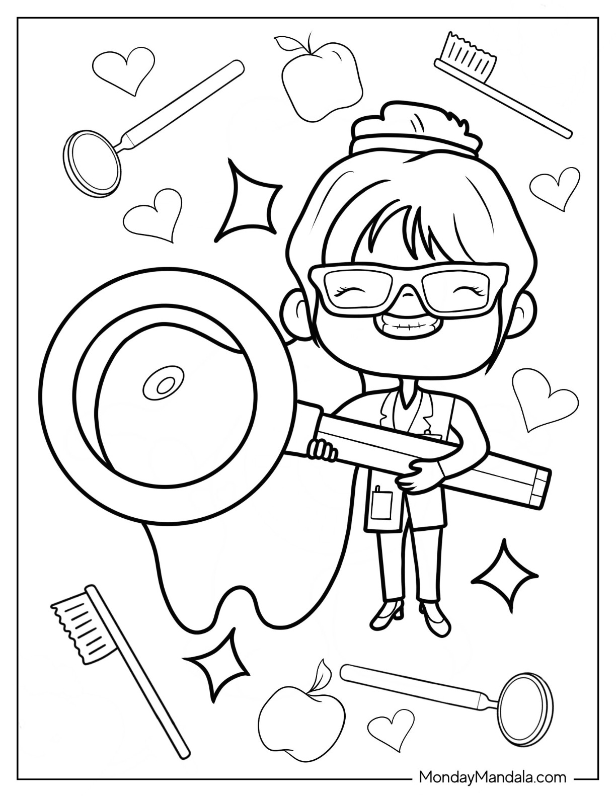 Dentist coloring pages free pdf printables