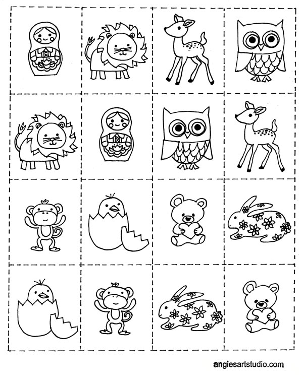 Free coloring page and memory game for kids â angies art studio