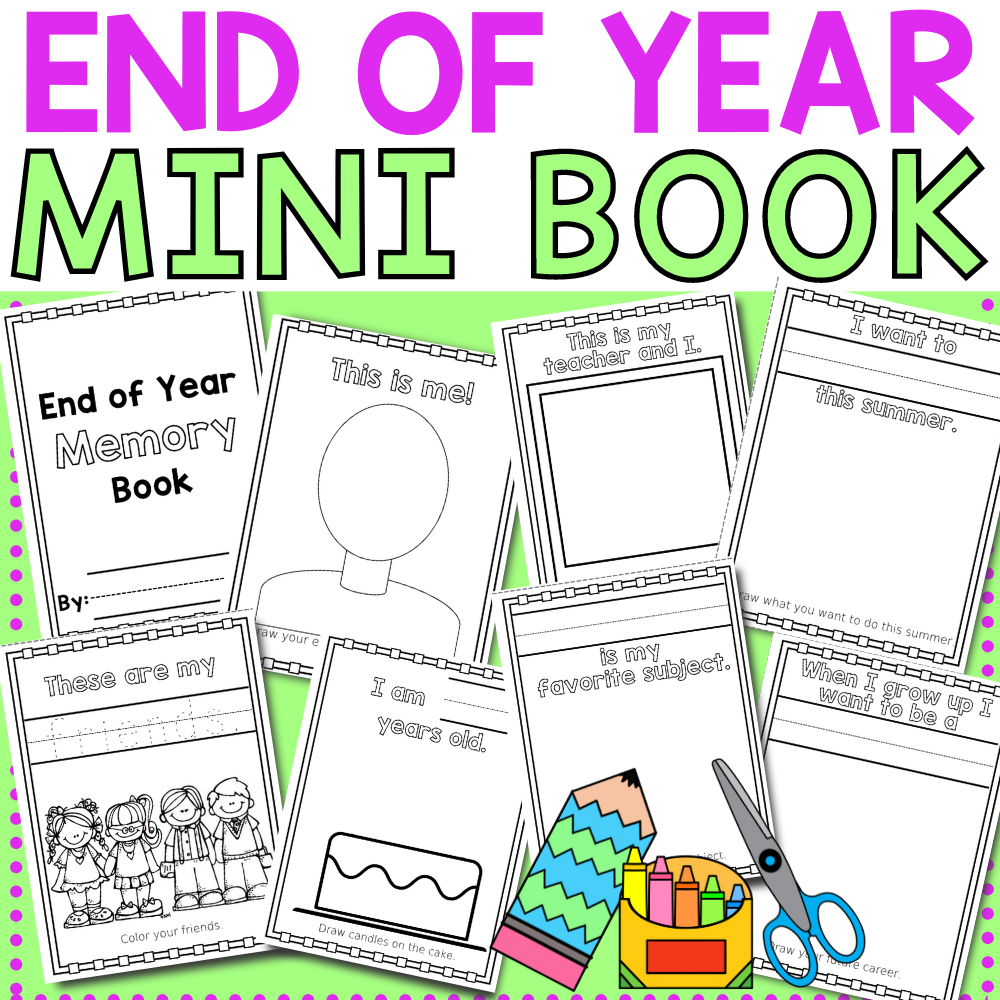 End of the school year free printable mini memory book