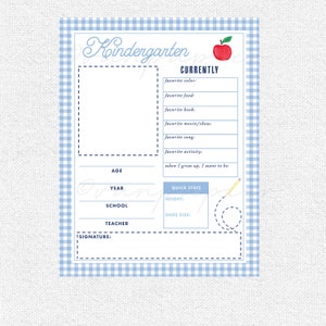 Printable school memory pages printable back to school interview customizable school memory book