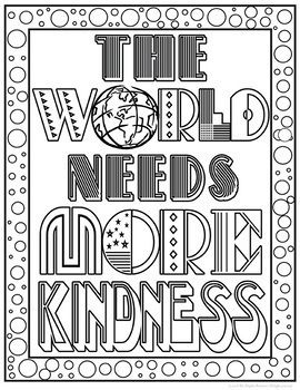 Kindness coloring pages set coloring pages inspirational quote coloring pages coloring pages