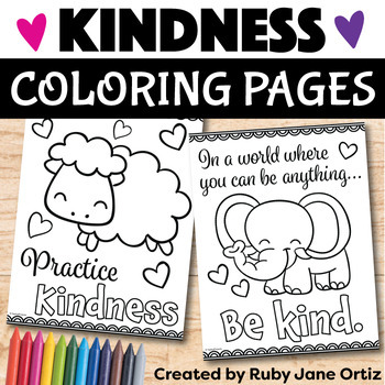 Kindness coloring pages by spatial learners tpt