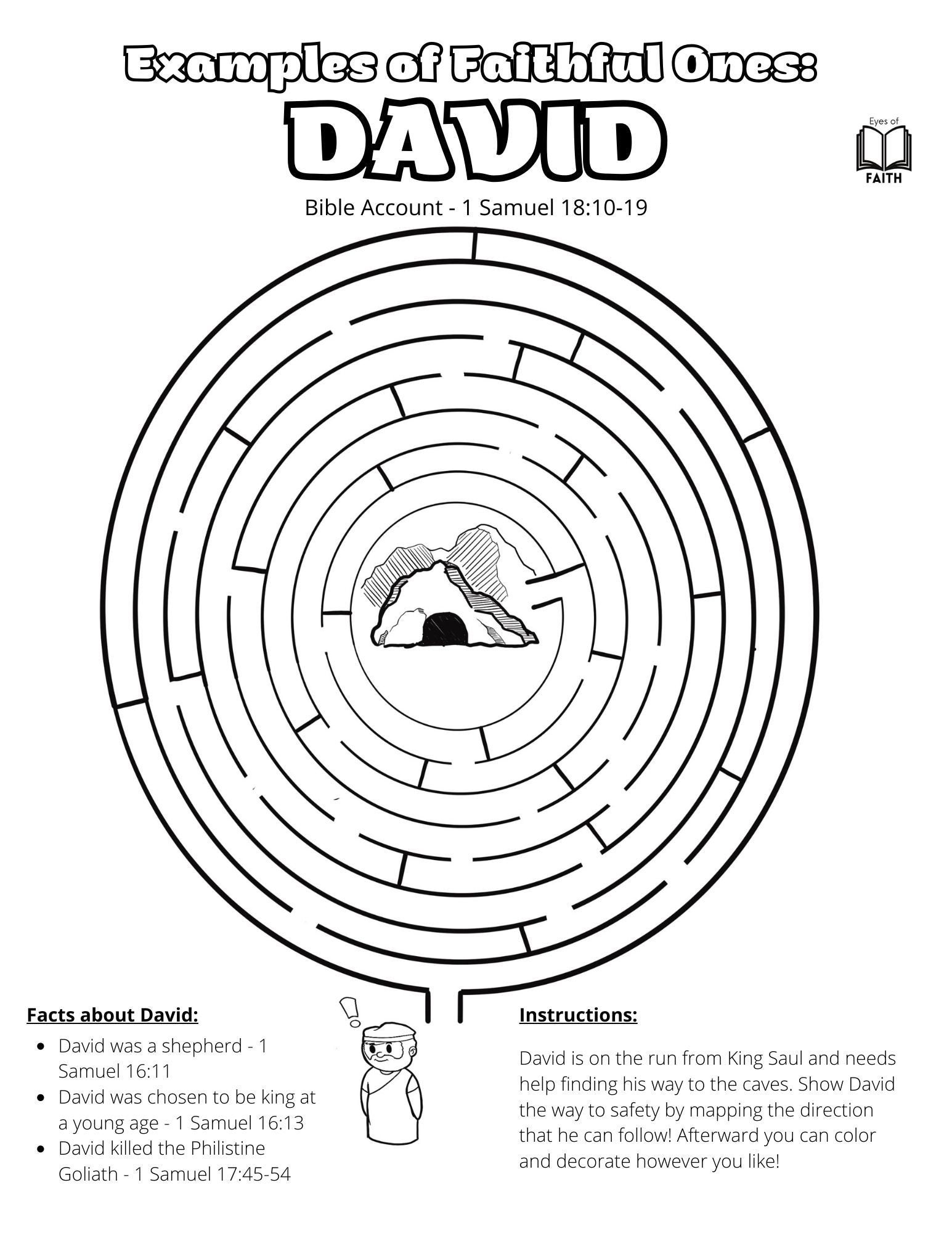 Examples of faith david jw printables kids activity worksheet family worship personal study