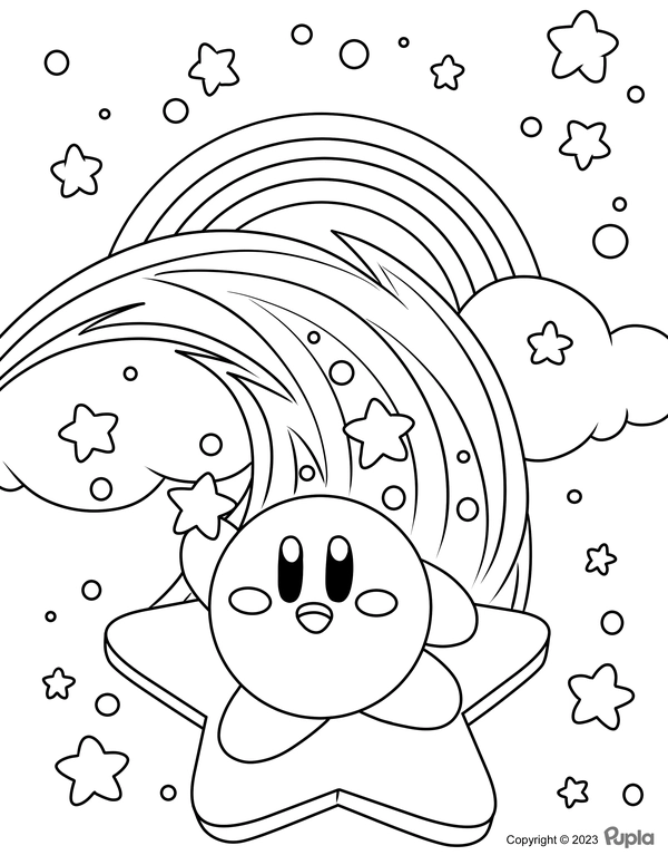 Ðï kirby flying on a star