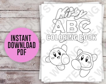 Kirby abc coloring book instant download pdf