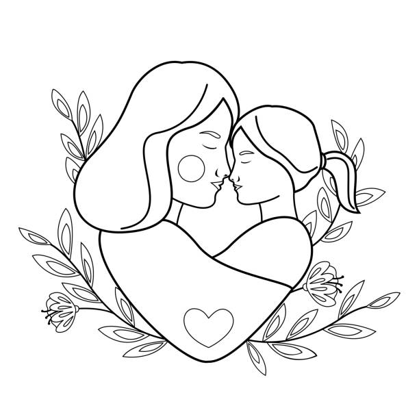 Mother and daughter coloring pages stock photos pictures royalty