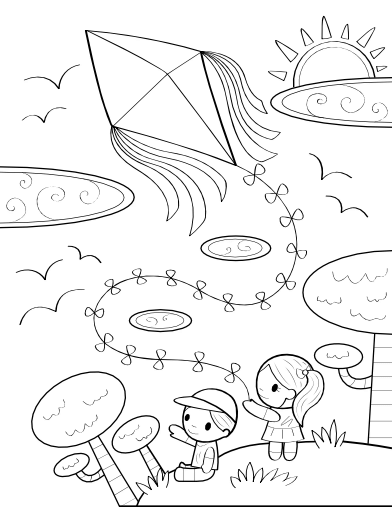 Free kite coloring page