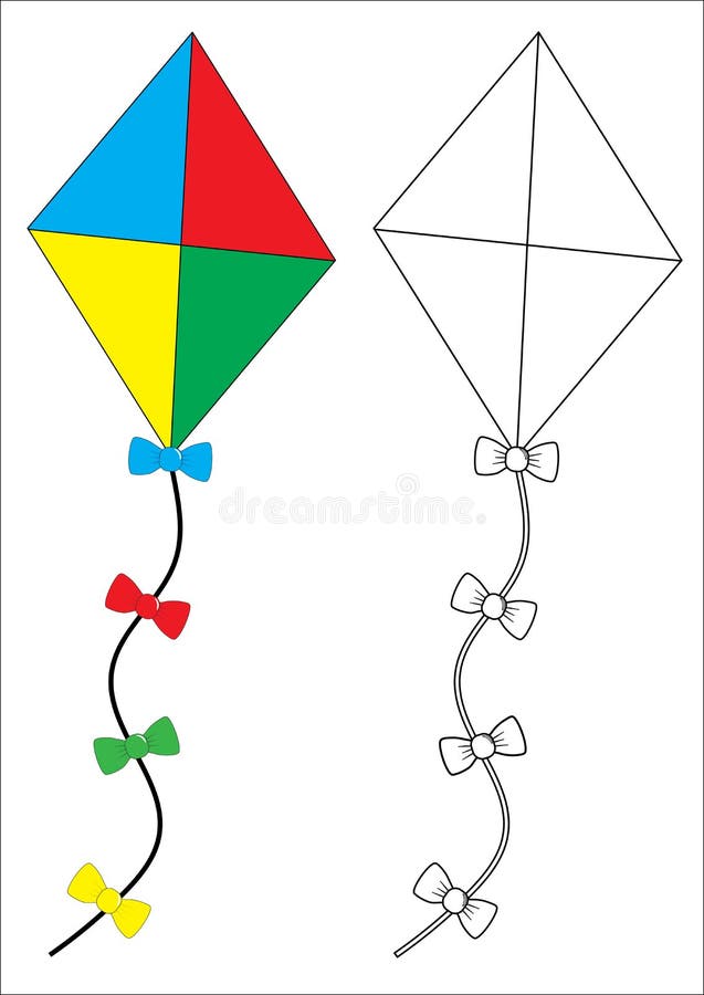 Kite coloring stock illustrations â kite coloring stock illustrations vectors clipart