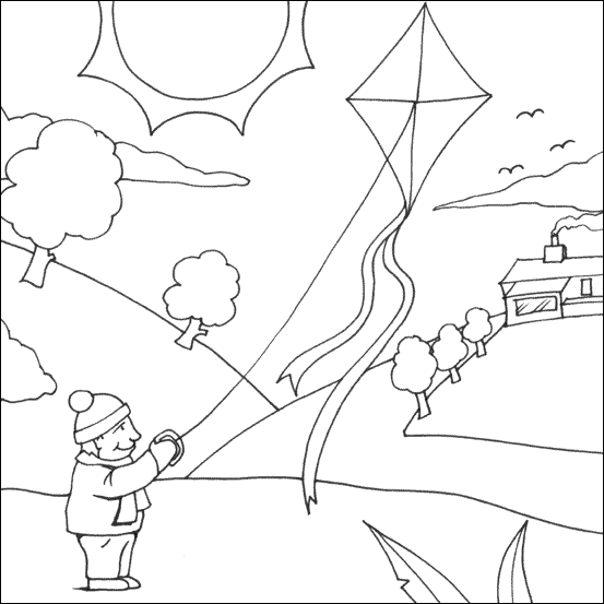 Kite colouring page