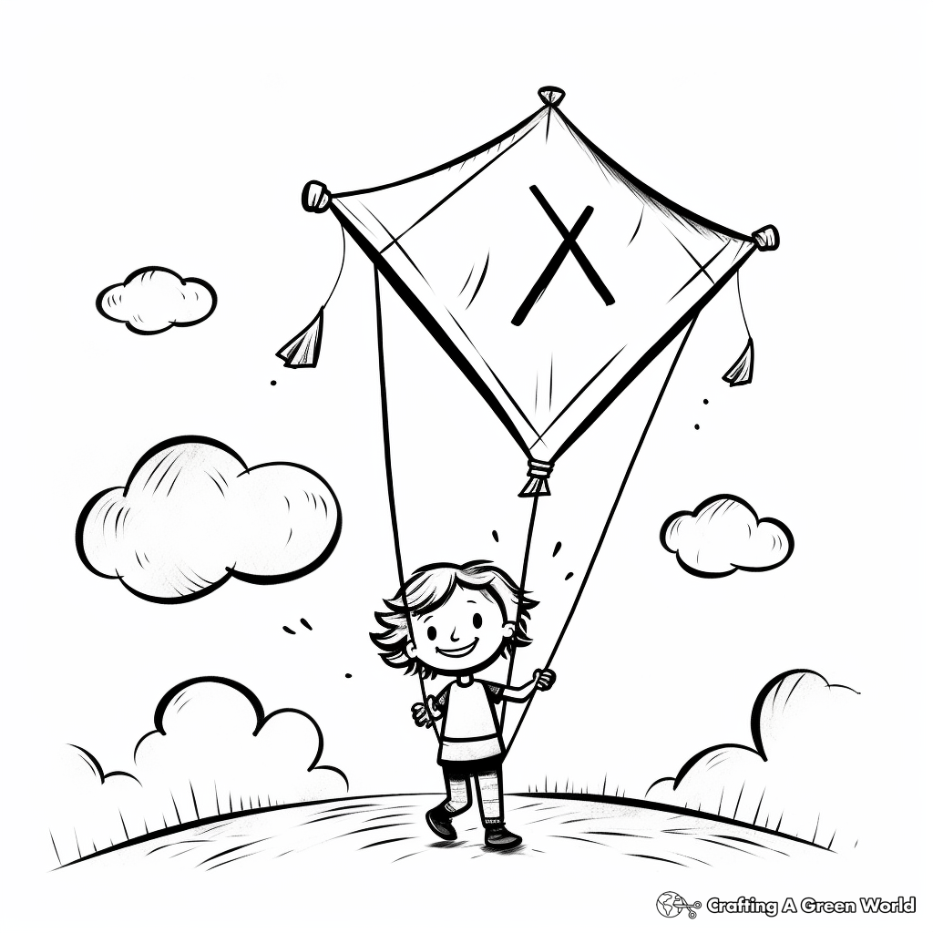 K is for kite coloring pages