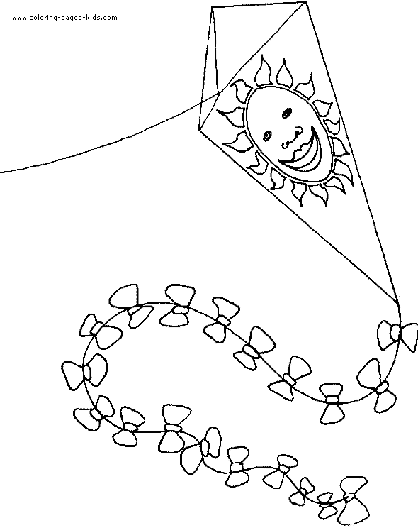 Kite color page free printable coloring sheets for kids