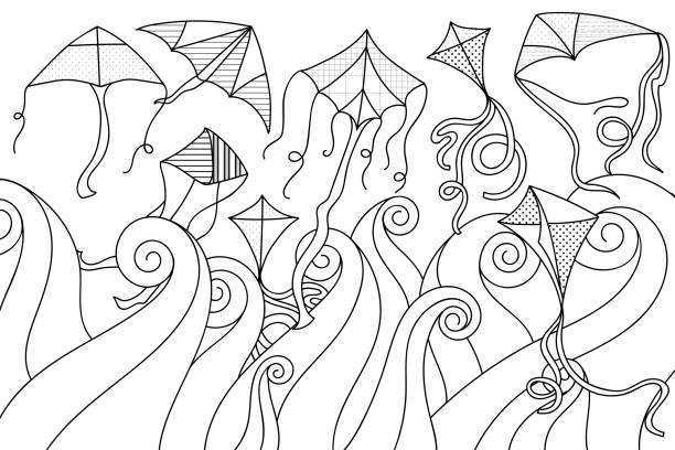 Kite coloring page stock photos pictures royalty