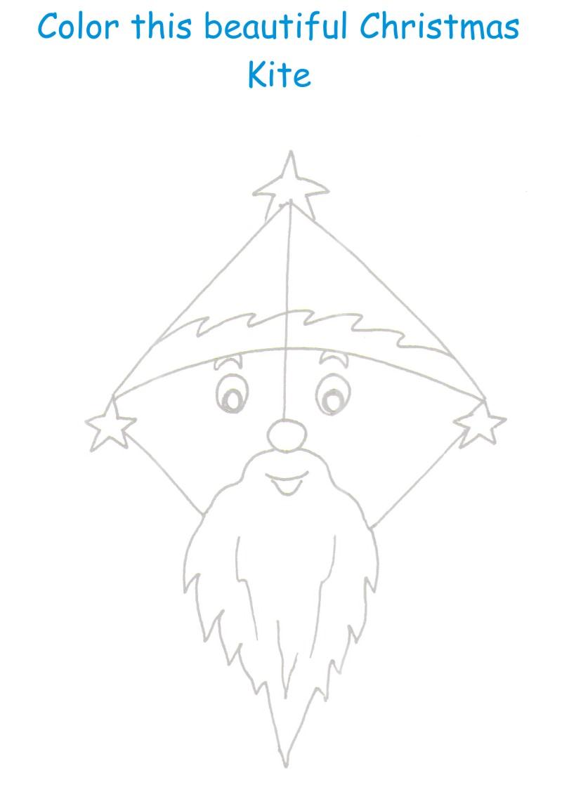 Christmas kite coloring printable page for kids