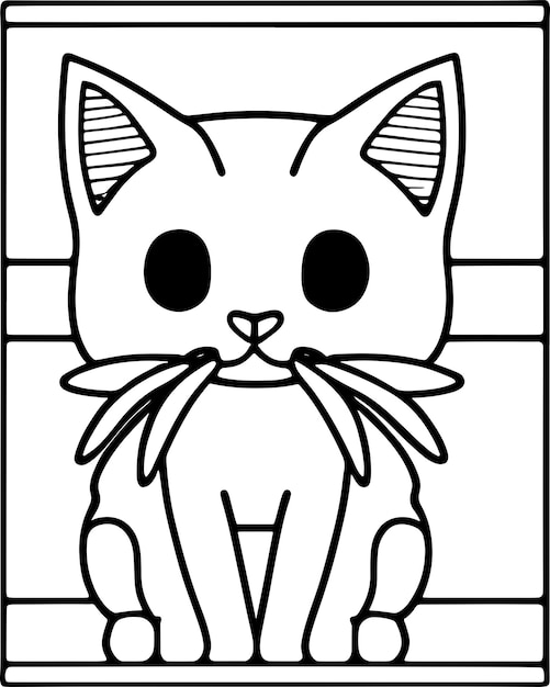 Premium vector whiskered wonder a cute kitten coloring page adventure