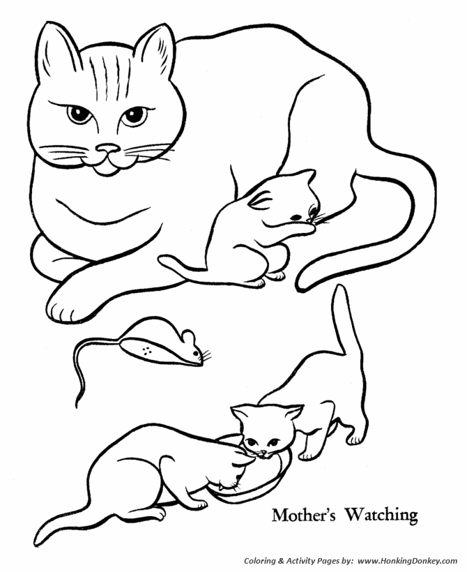 Pet cat coloring pages free printable mother cat and kittens coloring pages and activity sheets for pre