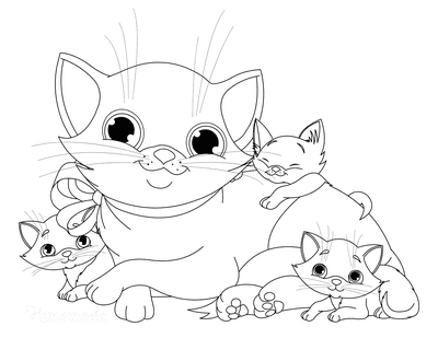 Free cat coloring pages for kids adults