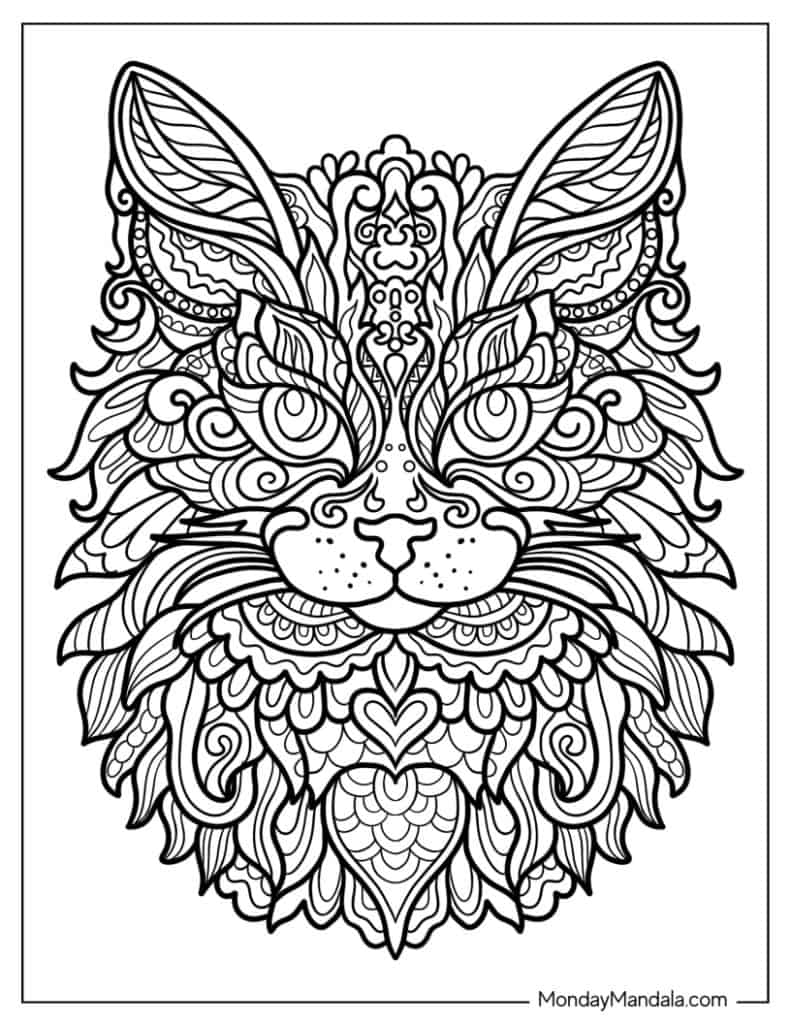 Cat coloring pages free pdf printables