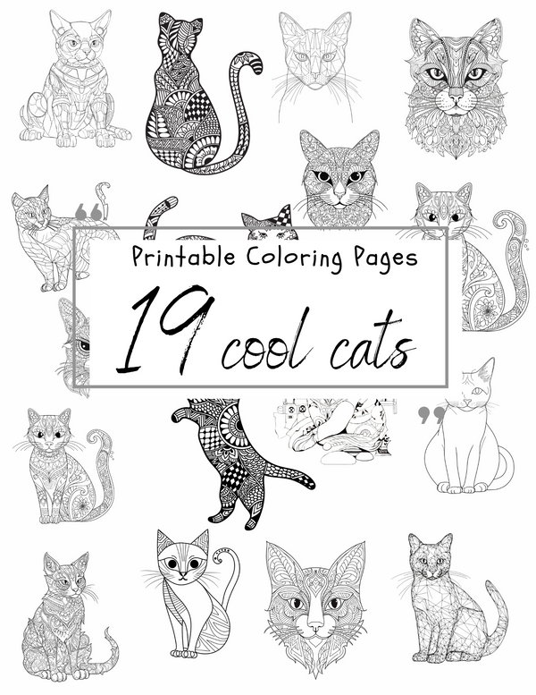 Printable digital cat coloring pages whimsycats coloring collection