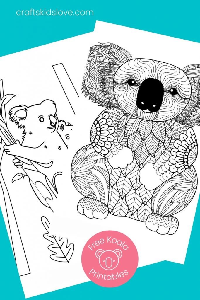 Free printable koala coloring pages