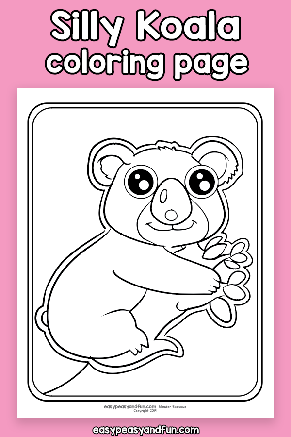 Silly koala coloring page â easy peasy and fun hip