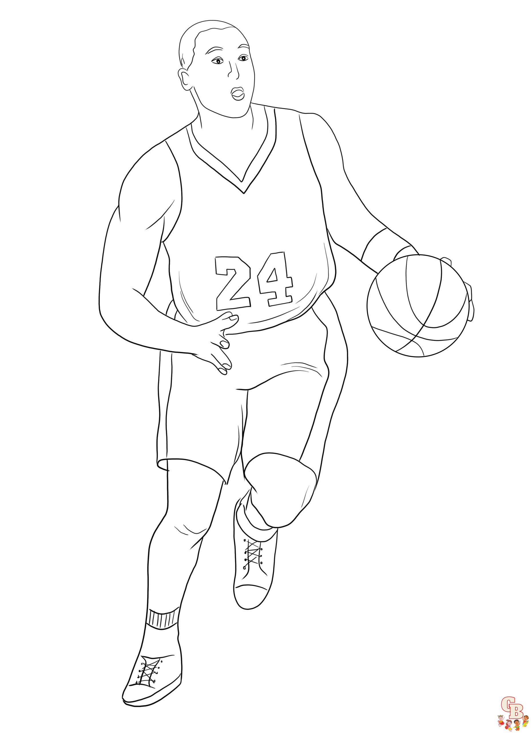 Printable kobe bryant coloring pages free for kids and adults