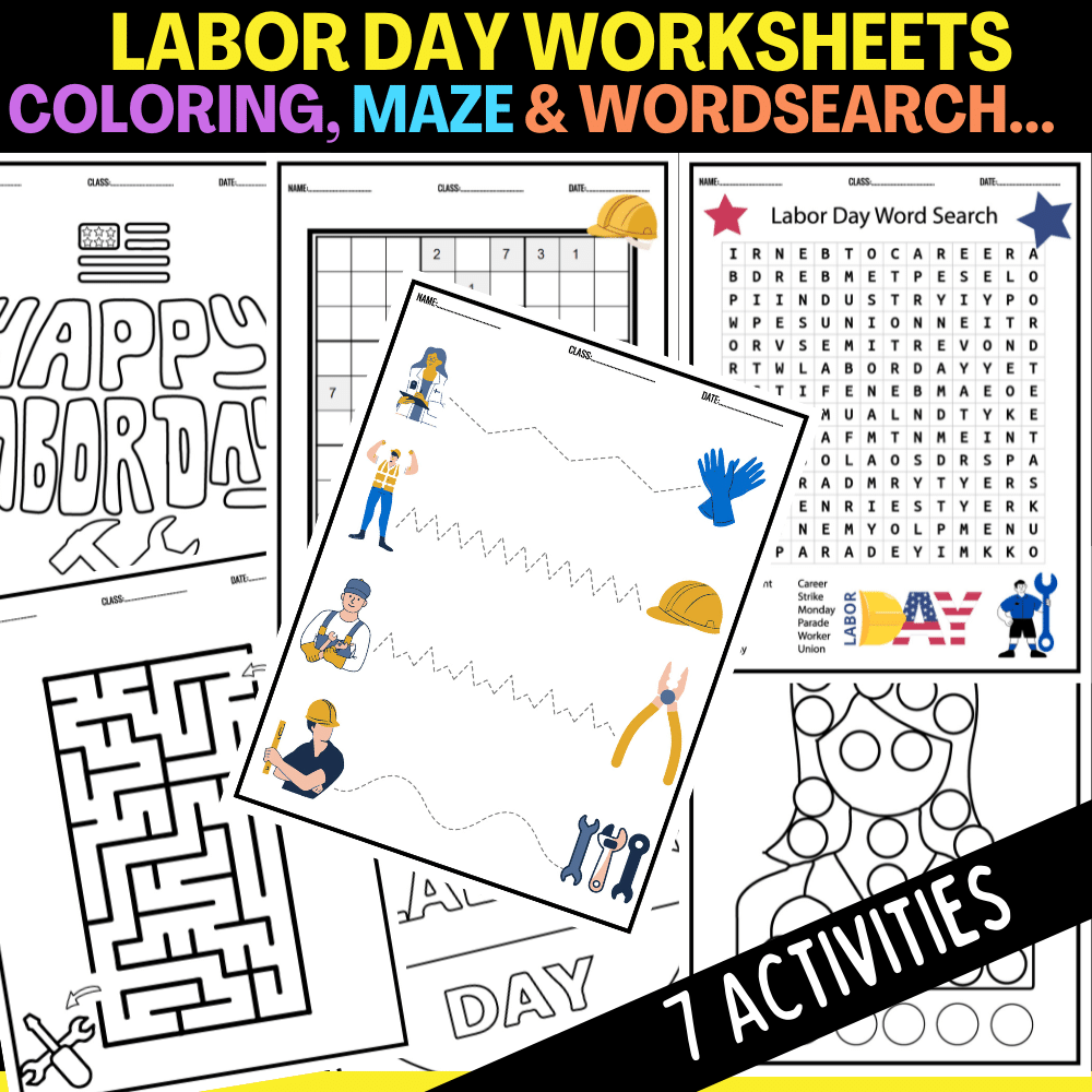 Labor day activities worksheets for preschool kindergarten made by teachers