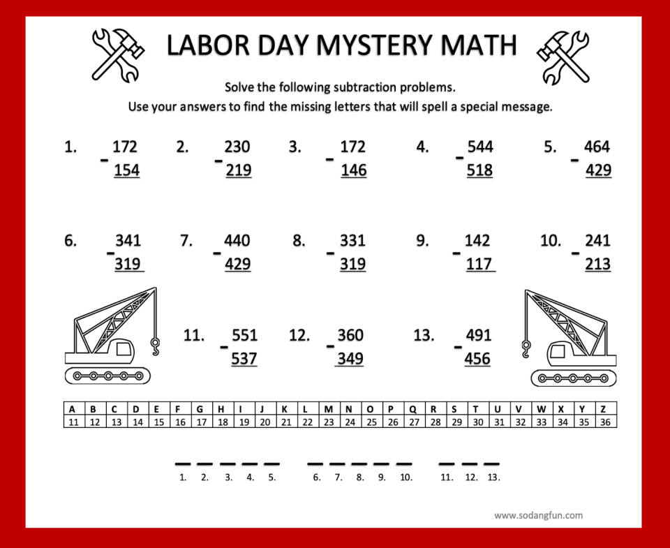 Labor day printable activities for kids