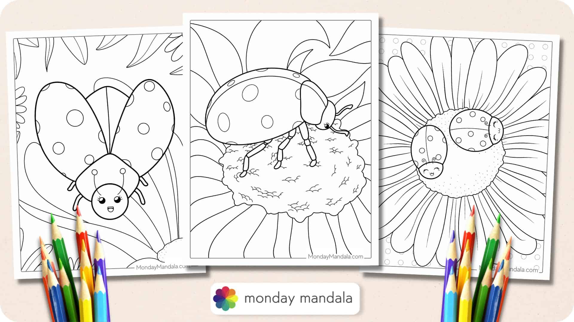 Ladybug coloring pages free pdf printables