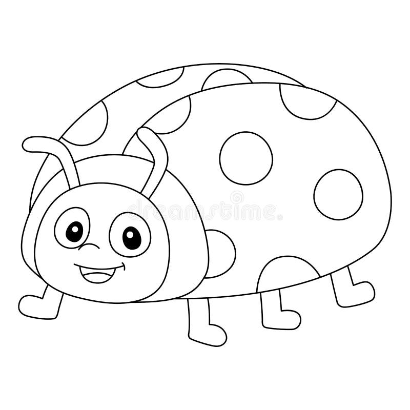 Ladybug coloring page isolated for kids stock vector