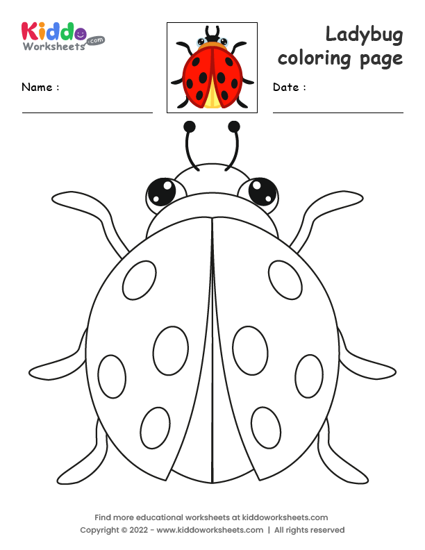 Free printable ladybug coloring page worksheet