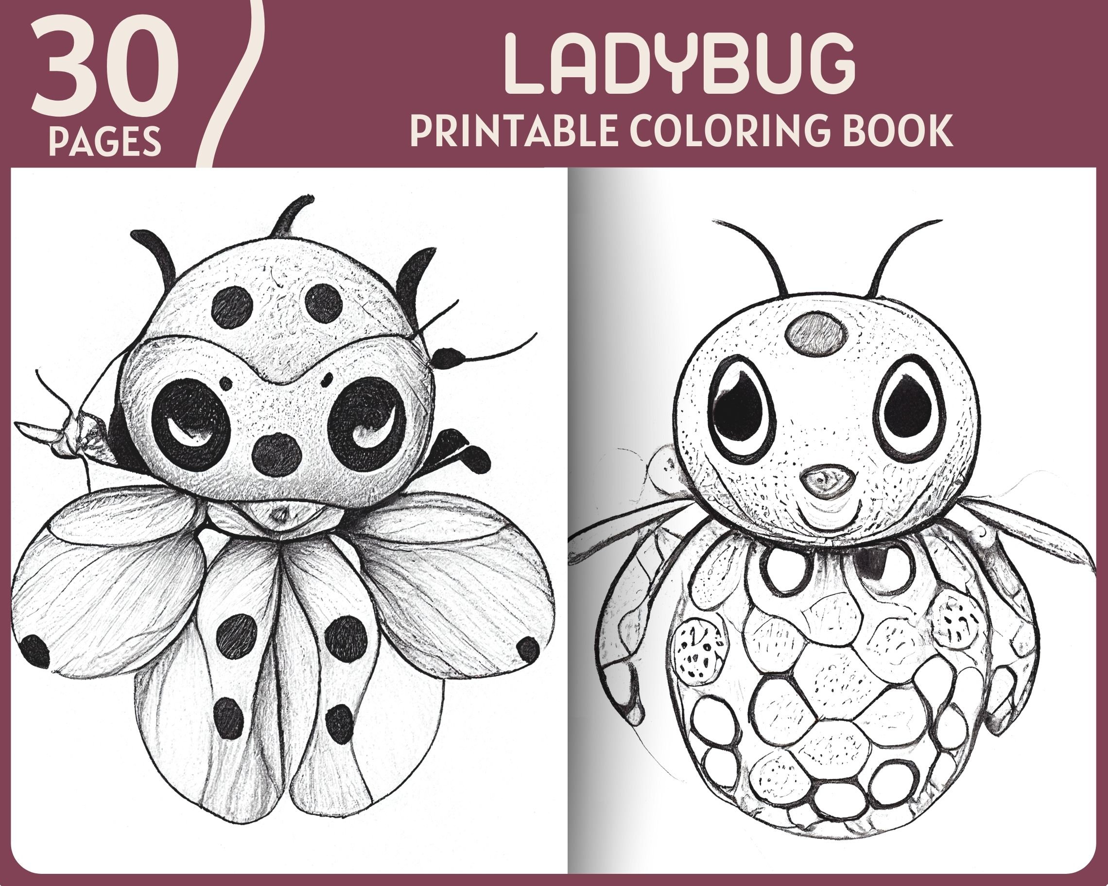 Ladybug coloring pages cute ladybugs illustrations printable animal coloring book