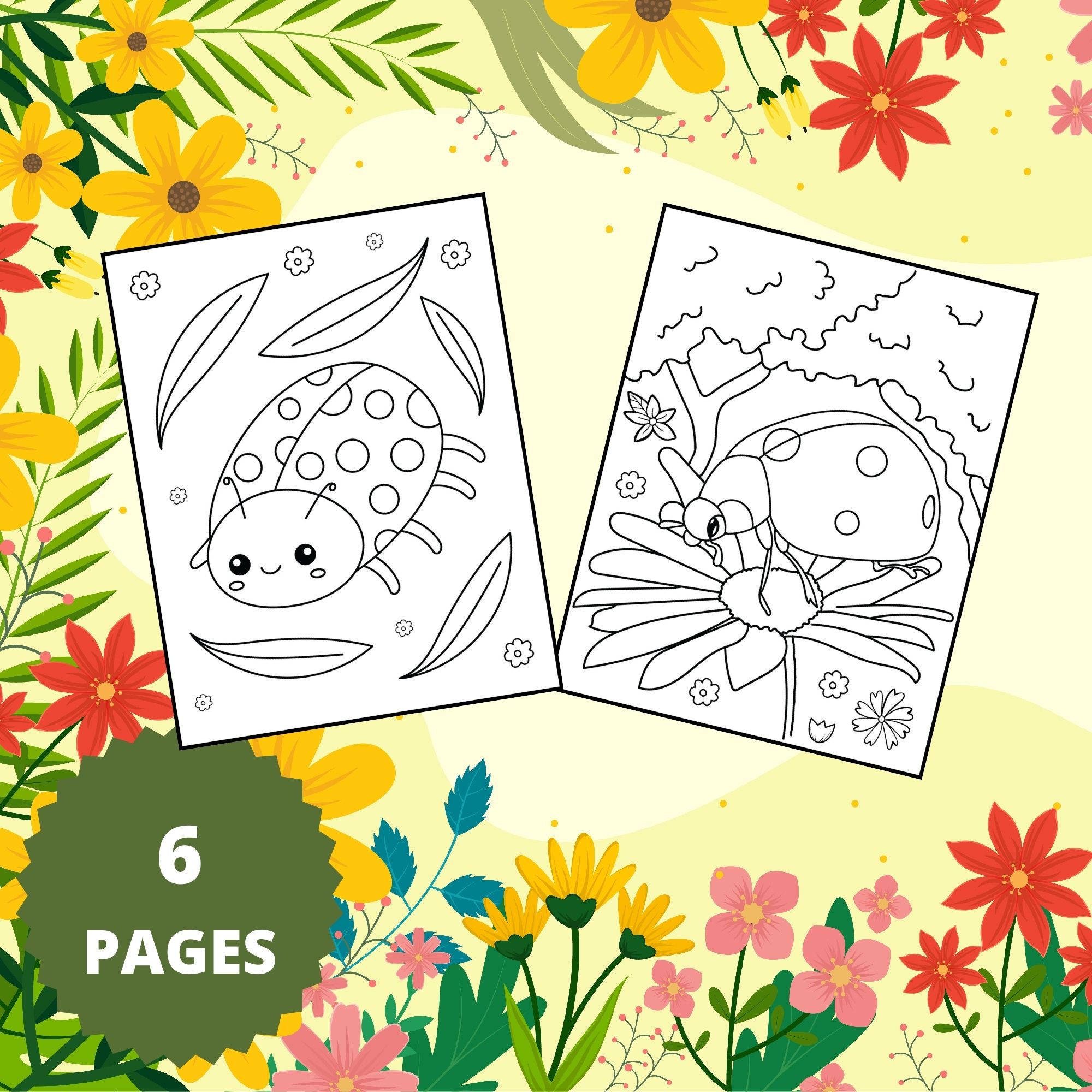 Kawaii ladybugs coloring pages set spring animal coloring sheets printable bugs coloring pages made by teachers