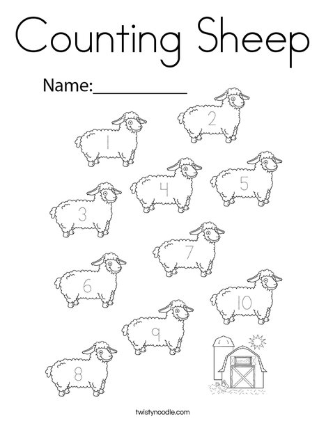 Counting sheep coloring page