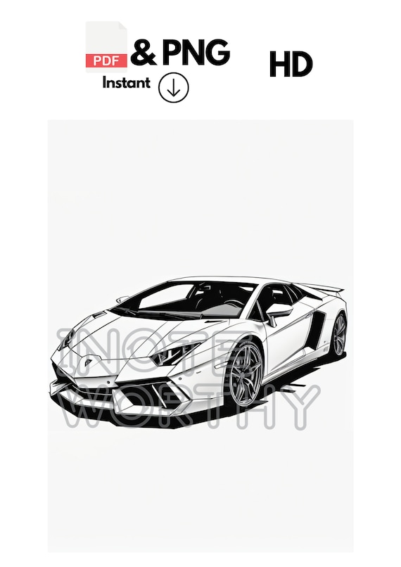 Lamborghini coloring page car coloring pages i supercars coloring pages printable adult kids coloring pages instant download grayscale download now