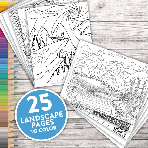 Printable adult coloring pages scenic landscapes adult coloring at home activity download now