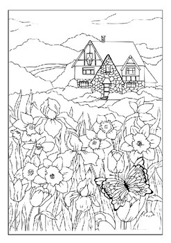 Create your own masterpiece with our printable scenery coloring pages for adults