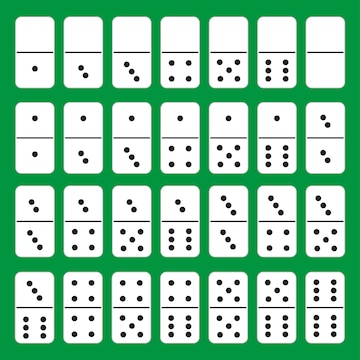 Premium vector domino white color isolated on green background flat style a plete classic domino game collection of pieces vector illustration